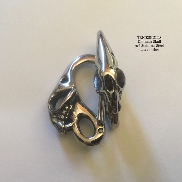 Skull Dinosaur Cat Clip Carabiner Keychain Wallet Chain Hook Stainless Accessory - Picture 4 of 8